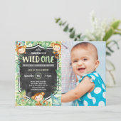 ワイルドワンジャングルの最初の誕生日パーティーの写真 招待状 (スタンド正面)