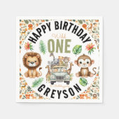 ワイルドワンジャングルアドベンチャー1st誕生日 スタンダードカクテルナプキン (正面)