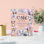 ワイルドワンジャングルアニマルサファリ1歳の誕生日へようこそ アクリルサイン (ウェディング)