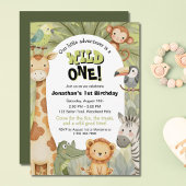 ワイルドワンジャングルアニマルズファースト誕生日 招待状