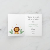 ワイルドワンジャングルアニマルトロピカルボーイ誕生日 サンキューカード (内部)