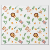 ワイルドワンジャングルアニマルトロピカルボーイ誕生日 ラッピングペーパー (フラット)