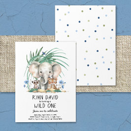 ワイルドワンジャングルアニマル誕生日 招待状