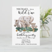 ワイルドワンジャングルウォーターカラーエレファントゼブラ動物 招待状 (スタンド正面)