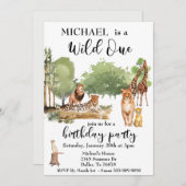 ワイルドワンジャングルウォーターカラーヒョウ獅子 招待状 (正面/裏面)
