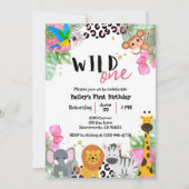 ワイルドワンジャングルガールズ誕生日招待状 招待状 (正面)