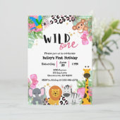 ワイルドワンジャングルガールズ誕生日招待状 招待状 (スタンド正面)