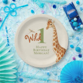 ワイルドワンジャングルキリン1歳の誕生日 ペーパープレート (パーティー)