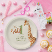 ワイルドワンジャングルキリン1歳の誕生日 ペーパープレート (パーティー)