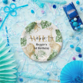 ワイルドワンジャングルグリーンリー&金ゴールド誕生日パーティー ペーパープレート (パーティー)