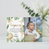 ワイルドワンジャングルグリーン&金ゴールド誕生日写真 サンキューカード (スタンド正面)