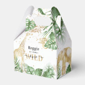 ワイルドワンジャングルグリーン&金ゴールド1st誕生日パーティー フェイバーボックス (正面サイド)