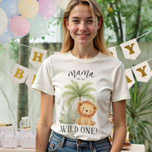 ワイルドワンジャングルサファリのママ1歳の誕生日 Tシャツ