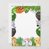 ワイルドワンジャングルサファリをテーマにした誕生日の子供たち 招待状 (裏面)