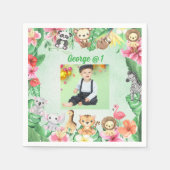 ワイルドワンジャングルサファリをテーマにした誕生日パーティー スタンダードカクテルナプキン (正面)