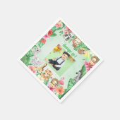 ワイルドワンジャングルサファリをテーマにした誕生日パーティー スタンダードカクテルナプキン (角)