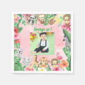 ワイルドワンジャングルサファリをテーマにした誕生日パーティー スタンダードカクテルナプキン (正面)