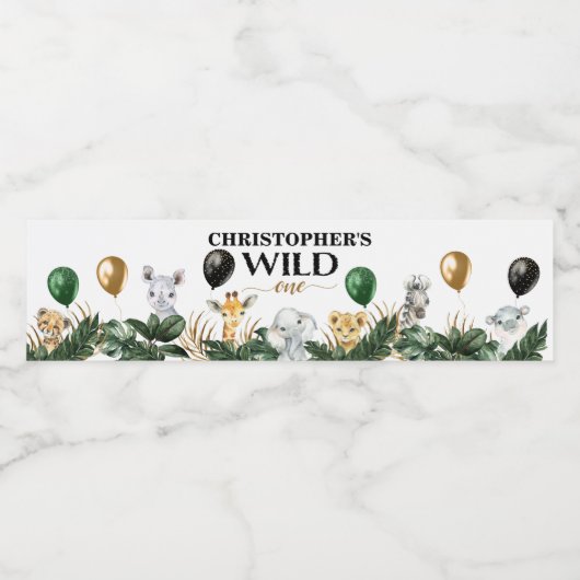 ワイルドワンジャングルサファリをテーマにした誕生日パーティー ペットボトルラベル (シングルラベル)