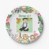 ワイルドワンジャングルサファリをテーマにした誕生日パーティー ペーパープレート (正面)