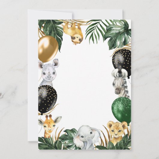 ワイルドワンジャングルサファリをテーマにした誕生日パーティー 招待状 (裏面)