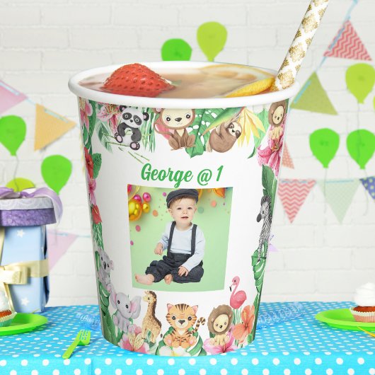 ワイルドワンジャングルサファリをテーマにした誕生日パーティー 紙コップ