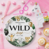 ワイルドワンジャングルサファリをテーマにした誕生日紙P ペーパープレート (パーティー)