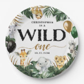 ワイルドワンジャングルサファリをテーマにした誕生日紙P ペーパープレート (正面)