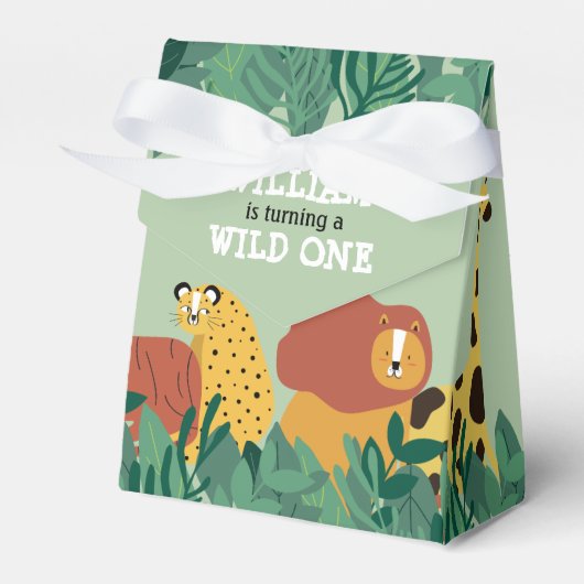ワイルドワンジャングルサファリアニマルズおもしろいファースト誕生日 フェイバーボックス (正面サイド)