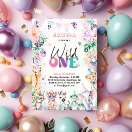 ワイルドワンジャングルサファリアニマルズ誕生日 招待状