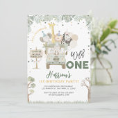 ワイルドワンジャングルサファリアニマルズ誕生日 招待状 (スタンド正面)