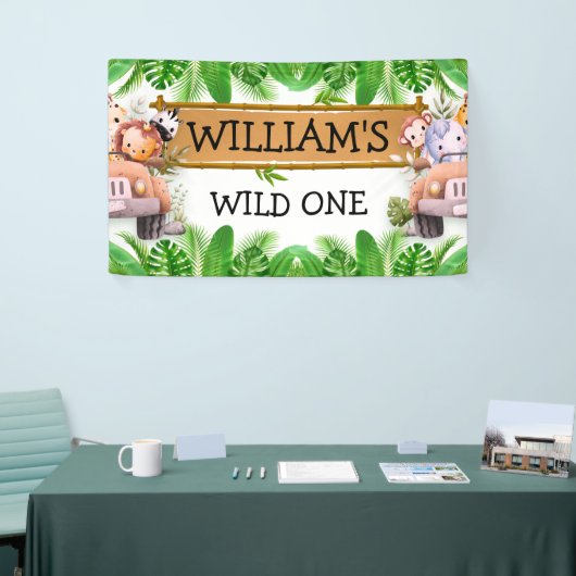 ワイルドワンジャングルサファリアニマルズ誕生日 横断幕 (トレードショー)