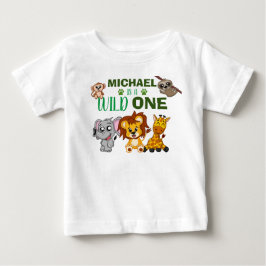 ワイルドワンジャングルサファリアニマルズ1st第1誕生日 ベビーTシャツ