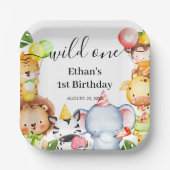 ワイルドワンジャングルサファリアニマルズ1st誕生日パーティー ペーパープレート (正面)
