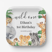 ワイルドワンジャングルサファリアニマルズ1st誕生日パーティー ペーパープレート (正面)