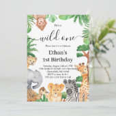 ワイルドワンジャングルサファリアニマルズ1st誕生日パーティー 招待状 (スタンド正面)