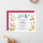 ワイルドワンジャングルサファリアニマルズ1st誕生日 ノートカード (正面/裏面インサイチュ)