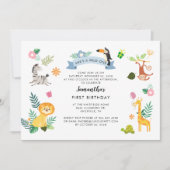 ワイルドワンジャングルサファリアニマルズ1st誕生日 招待状 (正面)