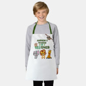 ワイルドワンジャングルサファリアニマルツインズファースト誕生日 エプロン (着用した状態)