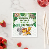 ワイルドワンジャングルサファリアニマルツインズファースト誕生日 スタンダードカクテルナプキン (インサイチュ)
