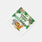 ワイルドワンジャングルサファリアニマルツインズファースト誕生日 スタンダードカクテルナプキン (角)