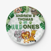 ワイルドワンジャングルサファリアニマルツインズファースト誕生日 ペーパープレート (正面)
