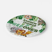 ワイルドワンジャングルサファリアニマルツインズファースト誕生日 ペーパープレート (アングル)