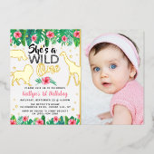 ワイルドワンジャングルサファリガールズ1stバースデーフォト 箔招待状 (正面)