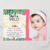 ワイルドワンジャングルサファリガールズ1stバースデーフォト 箔招待状 (正面)