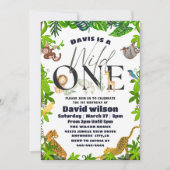 ワイルドワンジャングルサファリキッズテーマの誕生日 招待状 (正面)