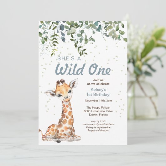 ワイルドワンジャングルサファリキリン誕生日パーティー 招待状 (スタンド正面)