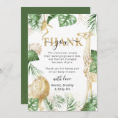 ワイルドワンジャングルサファリグリーンリーベビーシャワー サンキューカード (正面/裏面)