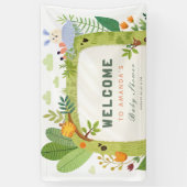 ワイルドワンジャングルサファリグリーン男の赤ちゃんベビーシャワー 横断幕 (縦)