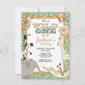 ワイルドワンジャングルサファリバースデーパーティーへの招待 招待状 (正面)