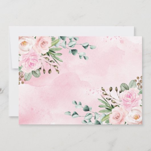 ワイルドワンジャングルサファリピンクフローラガールズ誕生日 招待状 (裏面)